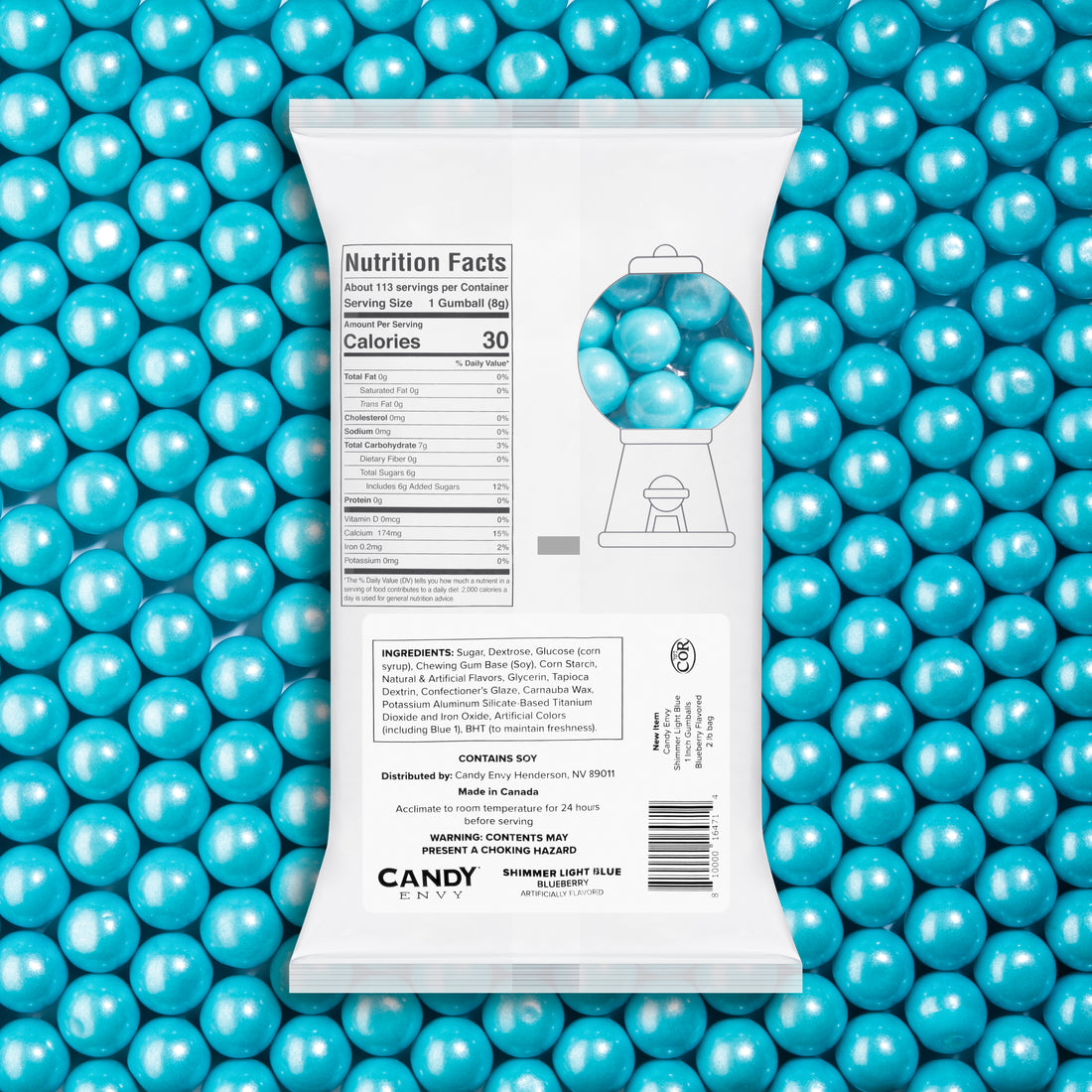 Shimmer Light Blue & Shimmer White 1 inch Round Gumballs