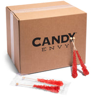 Red Rock Candy Sugar Sticks - Strawberry Flavor