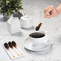 Amber and White Café Mini Rock Candy Sugar Sticks - Original Sugar Flavor