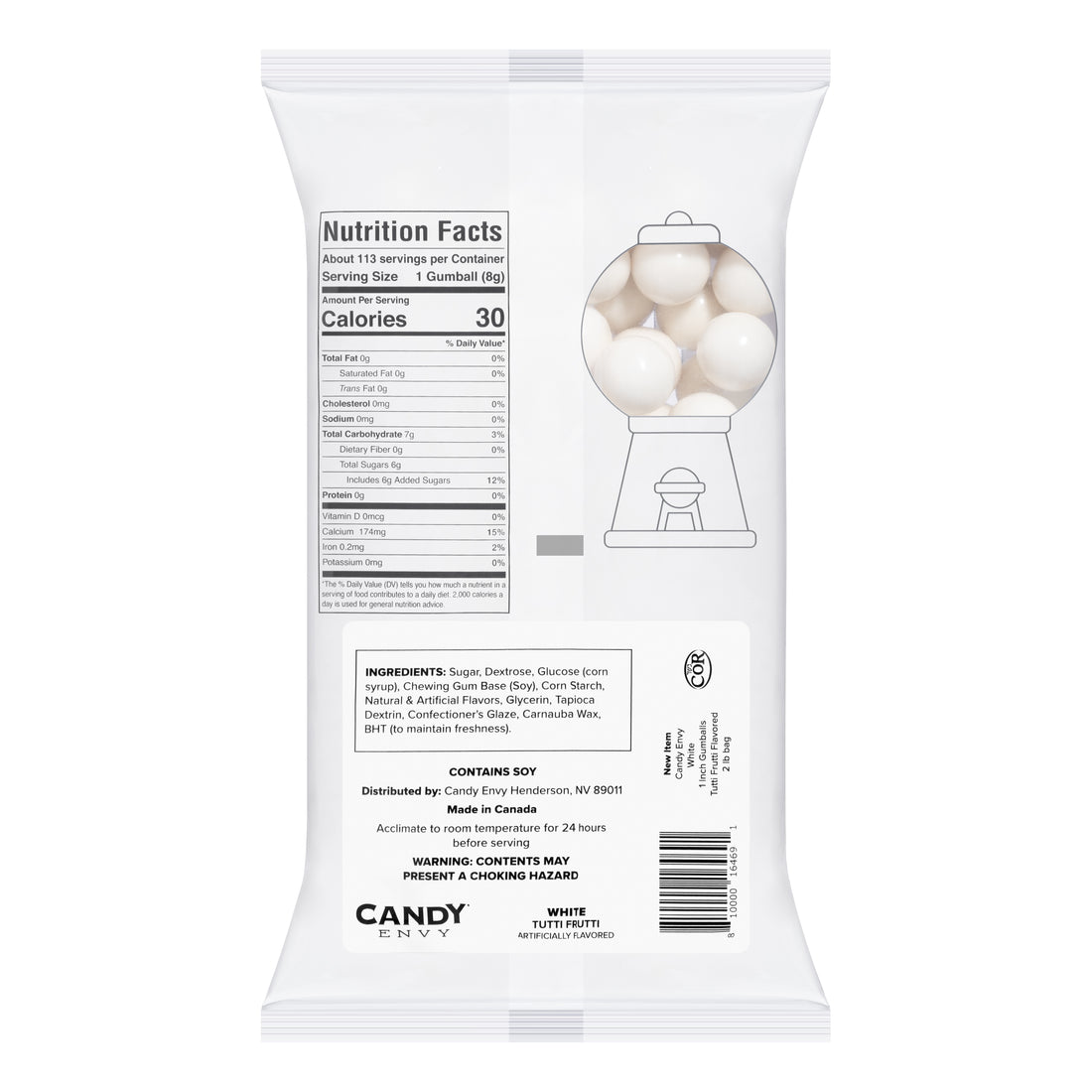 White 1 inch Round Gumballs