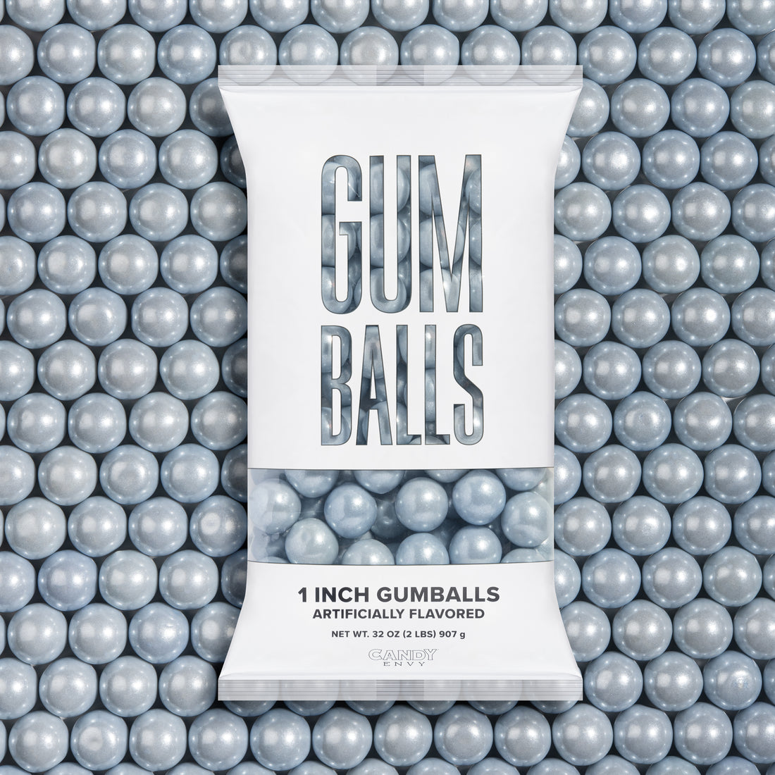 Shimmer Silver 1 inch Round Gumballs