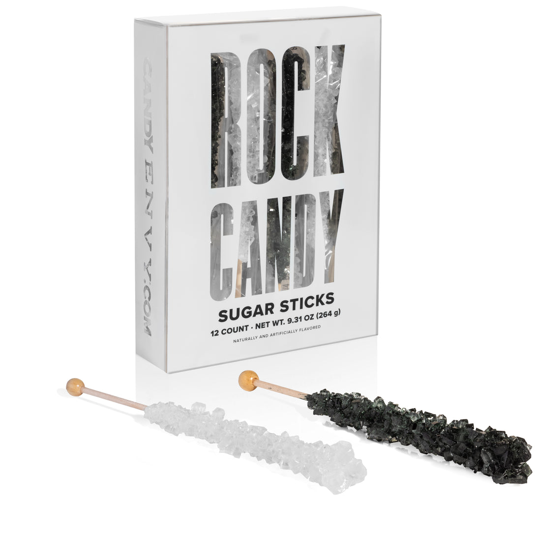 Black & White Rock Candy Sugar Sticks - Black Cherry and Original Sugar Flavors