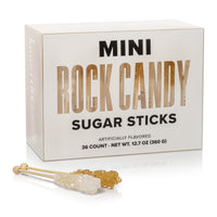 Amber and White Mini Rock Candy Sugar Sticks - Original Sugar Flavor