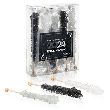 Silver Happy New Year 2024 Rock Candy Sugar Sticks