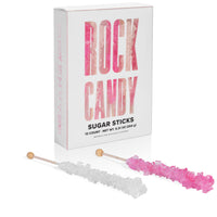 Light Pink and White Rock Candy Sugar Sticks - Cherry and Original Sugar Flavors