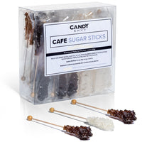Amber and White Café Mini Rock Candy Sugar Sticks - Original Sugar Flavor