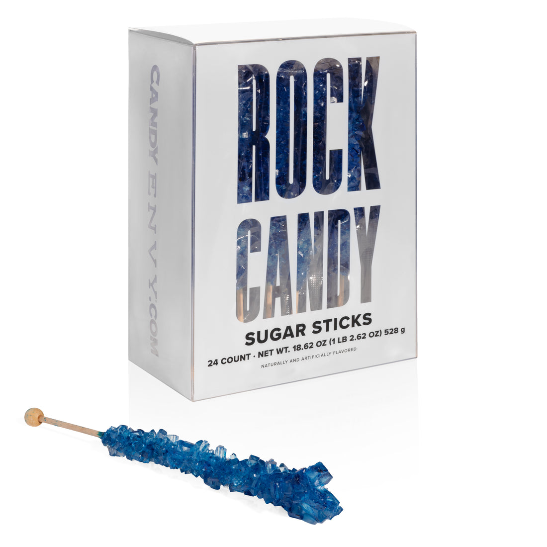 Navy Blue Rock Candy Sugar Sticks - Blueberry Flavor