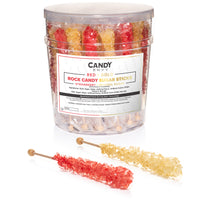 Gold and Red Rock Candy Sugar Sticks - Original Sugar and Strawberry Flavored