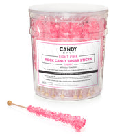Light Pink Rock Candy Sugar Sticks - Cherry Flavor