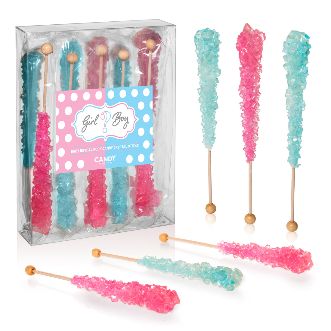 Light Blue and Pink Rock Candy Crystal Stick for Gender Reveal Party