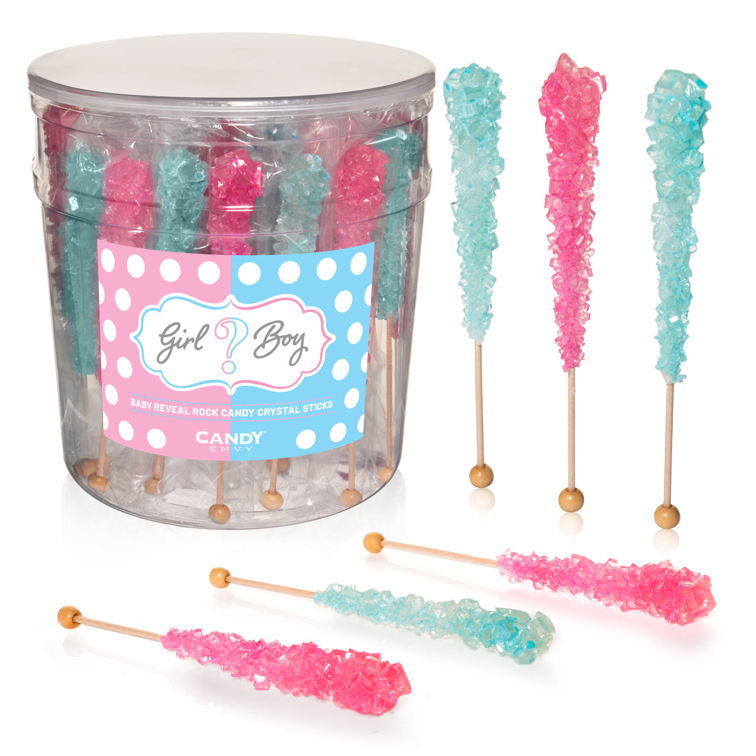 Light Blue and Pink Rock Candy Crystal Stick for Gender Reveal Party