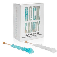 Light Blue & White Rock Candy Sugar Sticks - Cotton Candy and Original Sugar Flavors