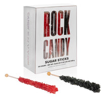 Black and Red Rock Candy Sugar Sticks - Black Cherry and Strawberry Flavored