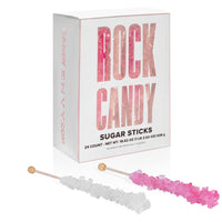 Light Pink and White Rock Candy Sugar Sticks - Cherry and Original Sugar Flavors