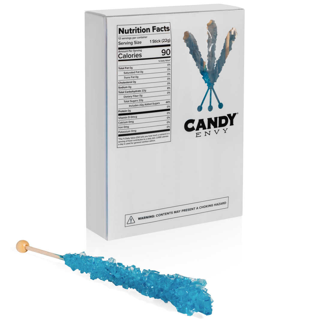 Blue Rock Candy Sugar Sticks - Blue Raspberry Flavor