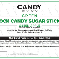 Green Rock Candy Sugar Sticks - Green Apple Flavor