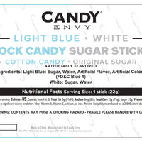 Light Blue & White Rock Candy Sugar Sticks - Cotton Candy and Original Sugar Flavors