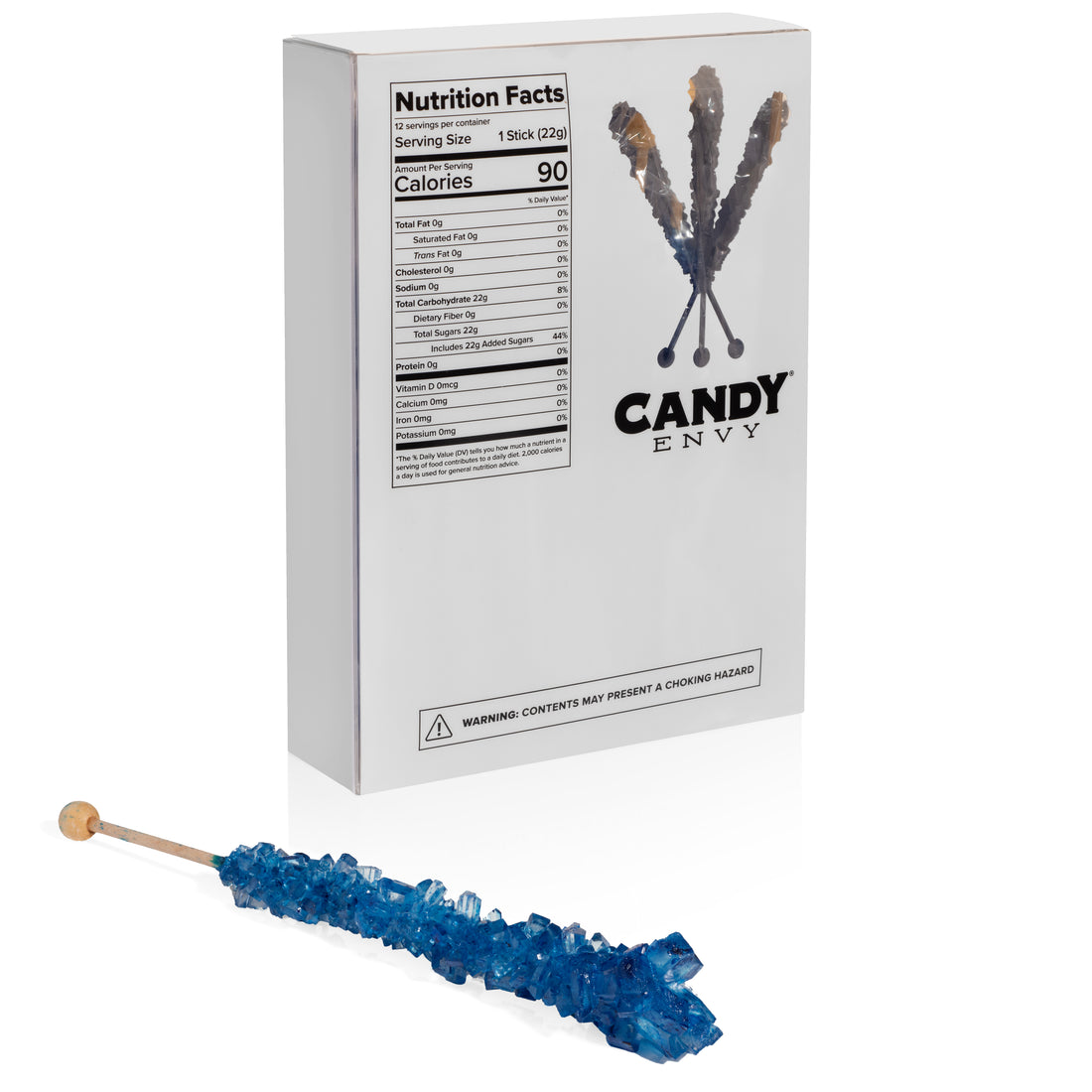 Navy Blue Rock Candy Sugar Sticks - Blueberry Flavor