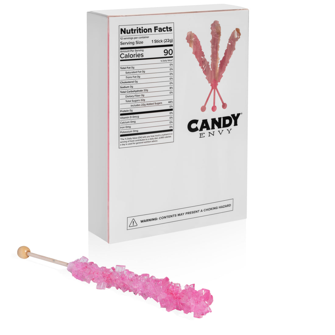 Light Pink Rock Candy Sugar Sticks - Cherry Flavor