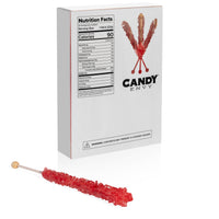 Red Rock Candy Sugar Sticks - Strawberry Flavor