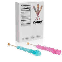 Light Blue & Light Pink Rock Candy Sugar Sticks - Cotton Candy and Cherry Flavors