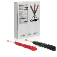 Black and Red Rock Candy Sugar Sticks - Black Cherry and Strawberry Flavored