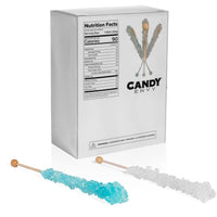 Light Blue & White Rock Candy Sugar Sticks - Cotton Candy and Original Sugar Flavors