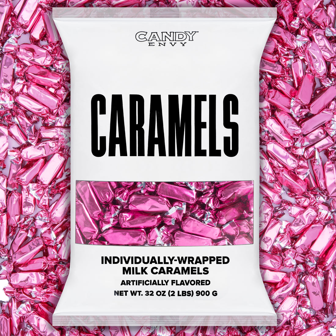 Hot Pink Foil-Wrapped Caramels