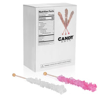 Light Pink and White Rock Candy Sugar Sticks - Cherry and Original Sugar Flavors