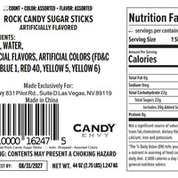 Assorted Colors Rock Candy Sugar Sticks - Assorted Flavors