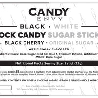 Black & White Rock Candy Sugar Sticks - Black Cherry and Original Sugar Flavors