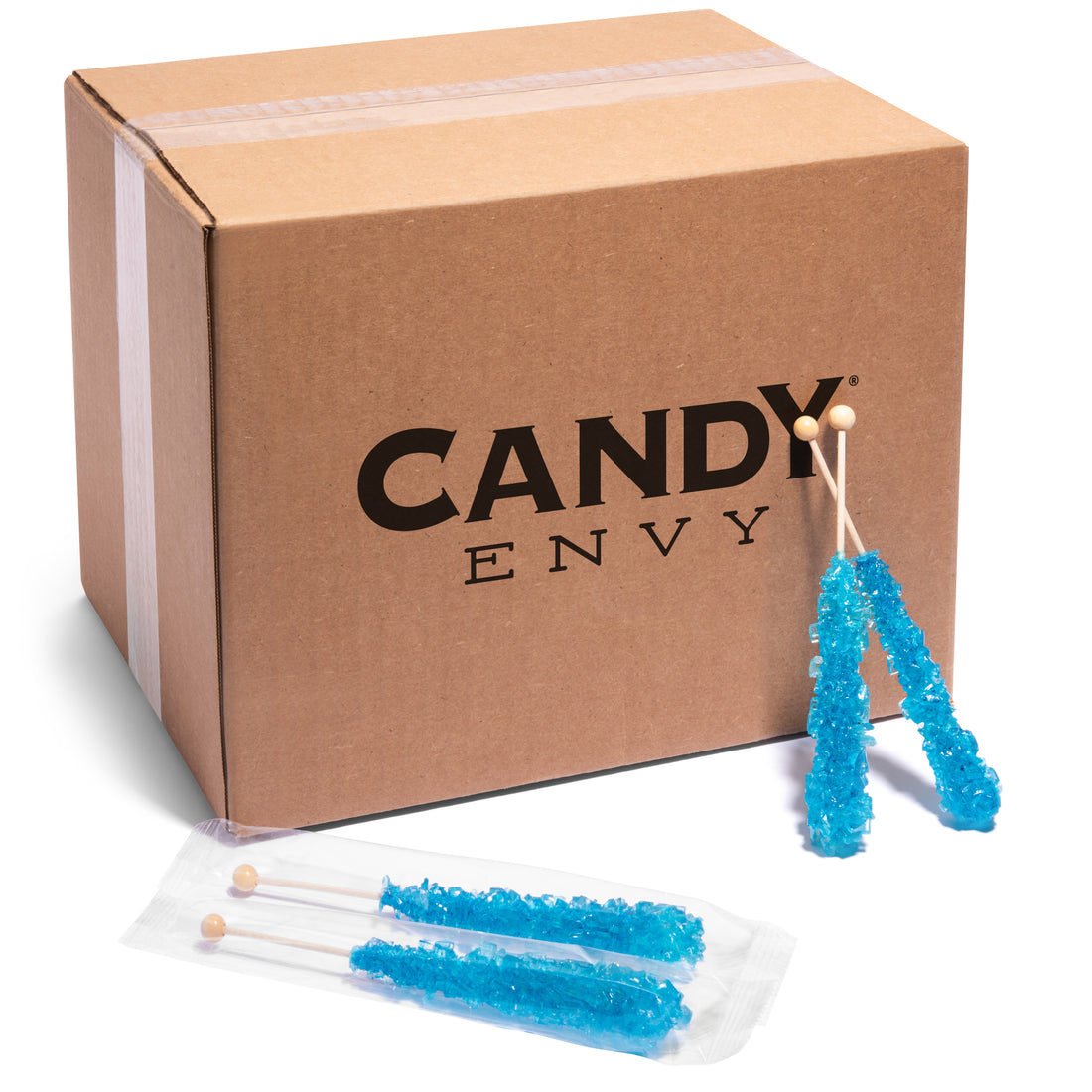 Blue Rock Candy Sugar Sticks - Blue Raspberry Flavor