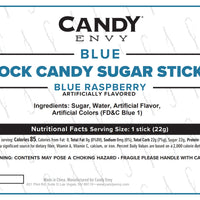Blue Rock Candy Sugar Sticks - Blue Raspberry Flavor