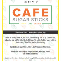 Citrus Combo Pack Café Mini Rock Candy Sugar Sticks - Orange, Lime, Lemon Flavor