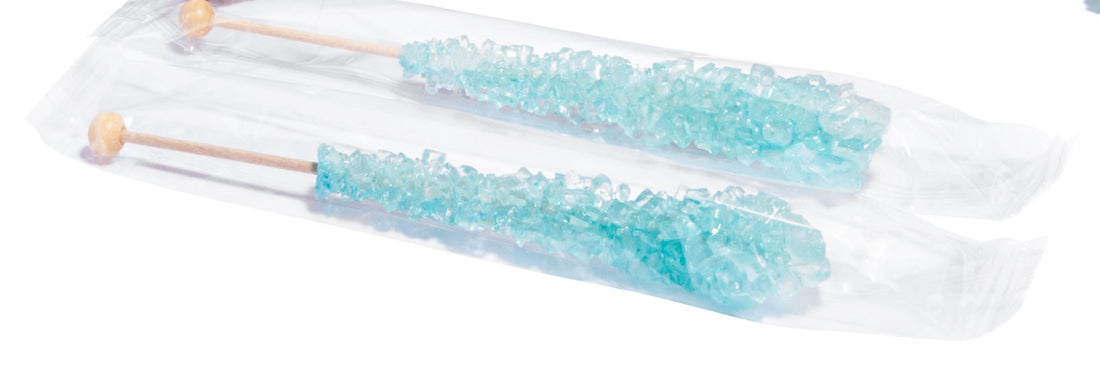 Light Blue Rock Candy Sugar Sticks - Cotton Candy Flavor