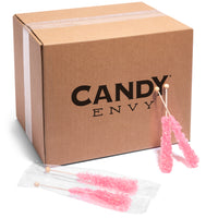 Light Pink Rock Candy Sugar Sticks - Cherry Flavor