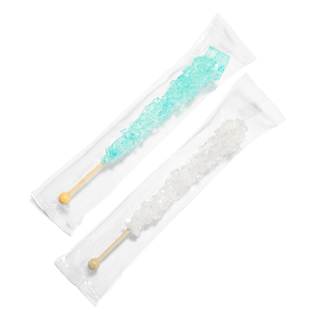 Light Blue & White Rock Candy Sugar Sticks - Cotton Candy and Original Sugar Flavors