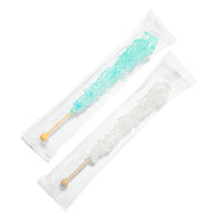 Light Blue & White Rock Candy Sugar Sticks - Cotton Candy and Original Sugar Flavors