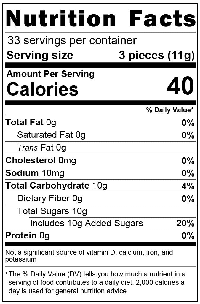 Mermaid Sweet Sours Nutrition Facts