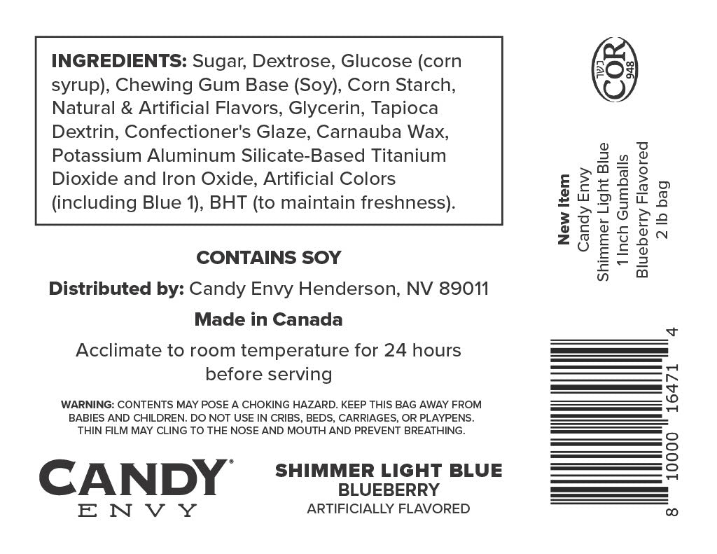 Shimmer Light Blue 1 inch Round Gumballs