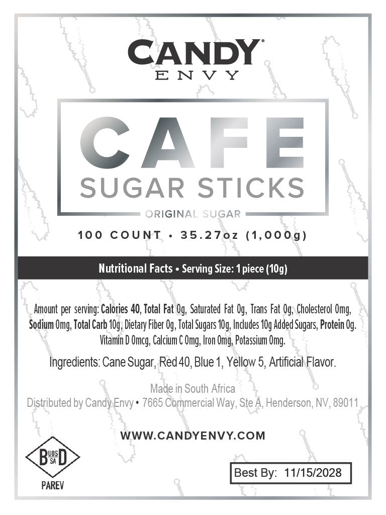 Silver Café Mini Rock Candy Sugar Sticks - Original Sugar Flavor