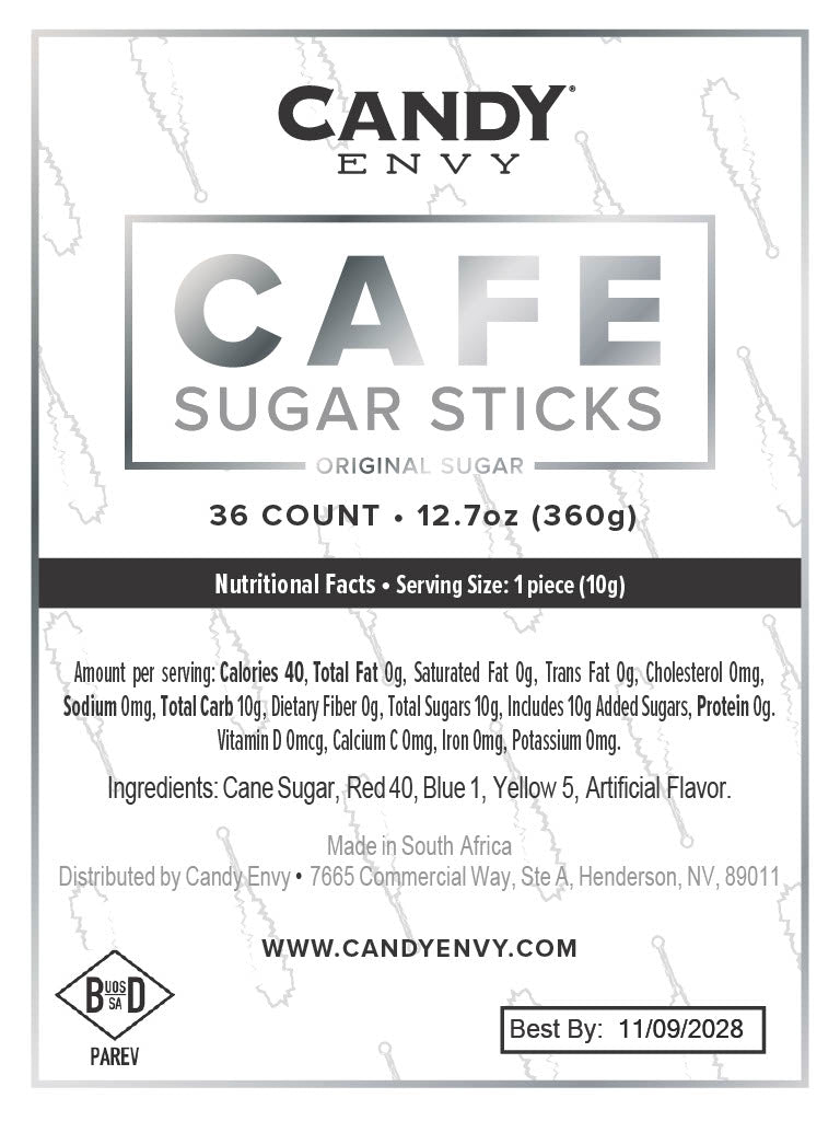 Silver Café Mini Rock Candy Sugar Sticks - Original Sugar Flavor