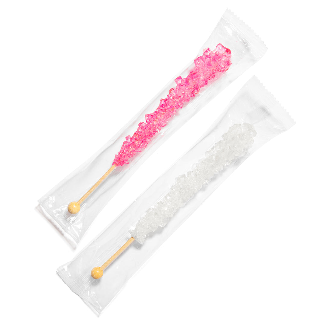 Light Pink and White Rock Candy Sugar Sticks - Cherry and Original Sugar Flavors