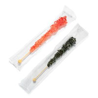 Black and Red Rock Candy Sugar Sticks - Black Cherry and Strawberry Flavored
