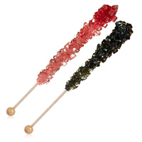 Black and Red Rock Candy Sugar Sticks - Black Cherry and Strawberry Flavored