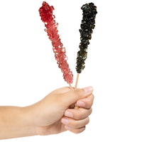 Black and Red Rock Candy Sugar Sticks - Black Cherry and Strawberry Flavored