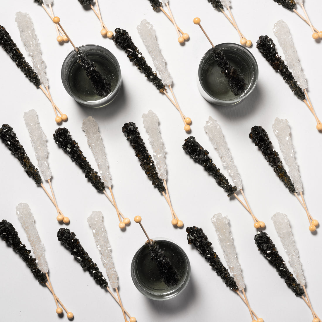 Black & White Rock Candy Sugar Sticks - Black Cherry and Original Sugar Flavors