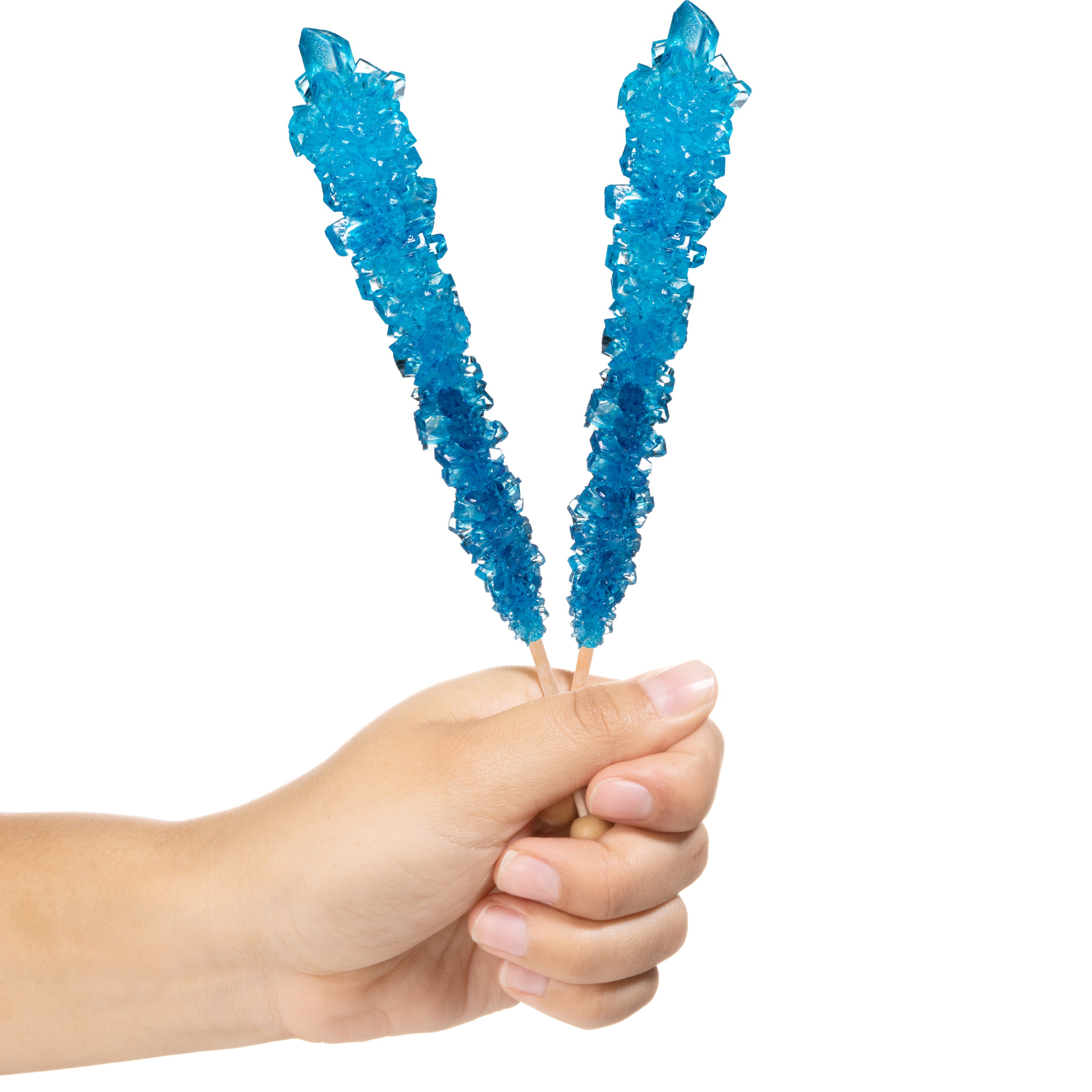 Light Blue Rock Candy on a Stick: Individually Wrapped Crystal