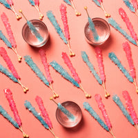 Light Blue & Light Pink Rock Candy Sugar Sticks - Cotton Candy and Cherry Flavors