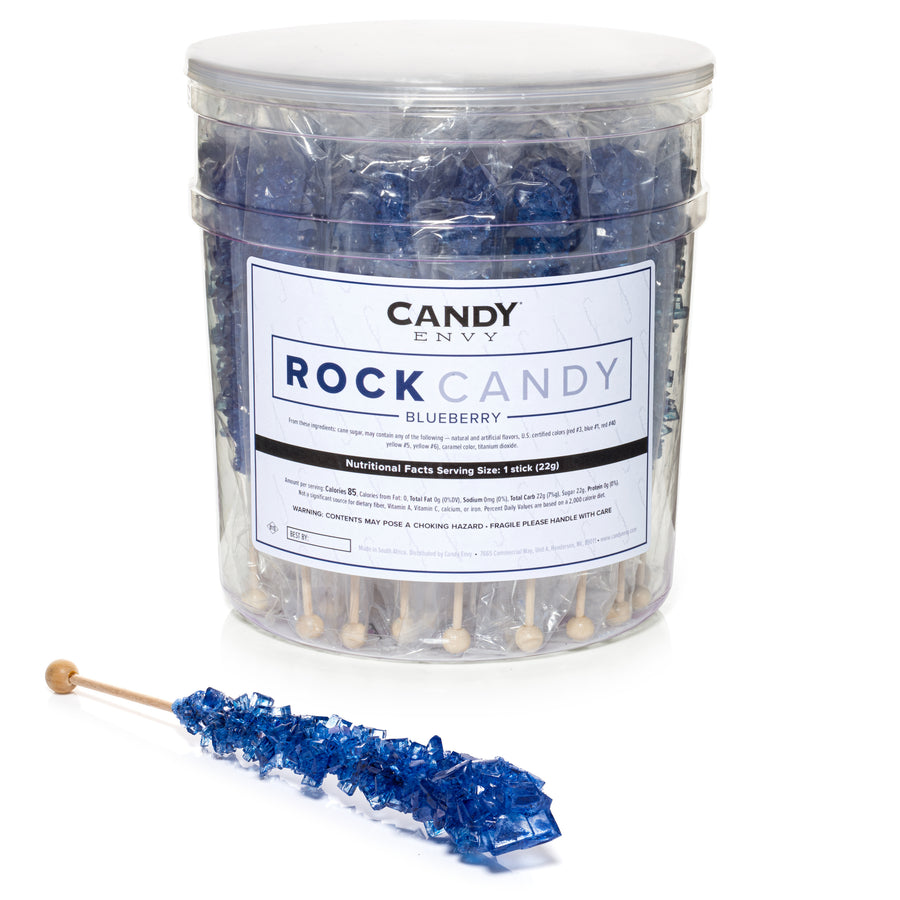 Navy Blue Rock Candy Sugar Sticks - Blueberry Flavor